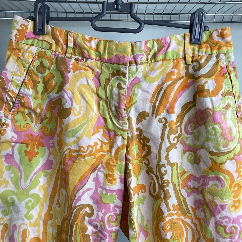 J Crew Women's Pastel‎ Paisley Print Shorts Size 2 Preppy Beachy Low Rise Boho
